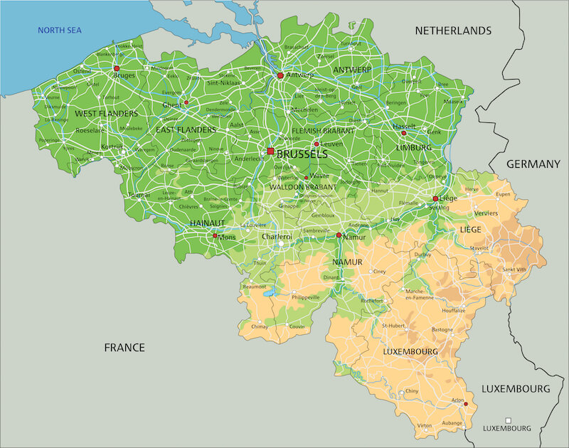 Belgium topographic map