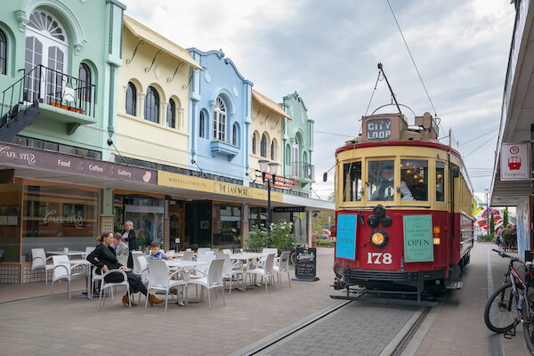 Christchurch with tram