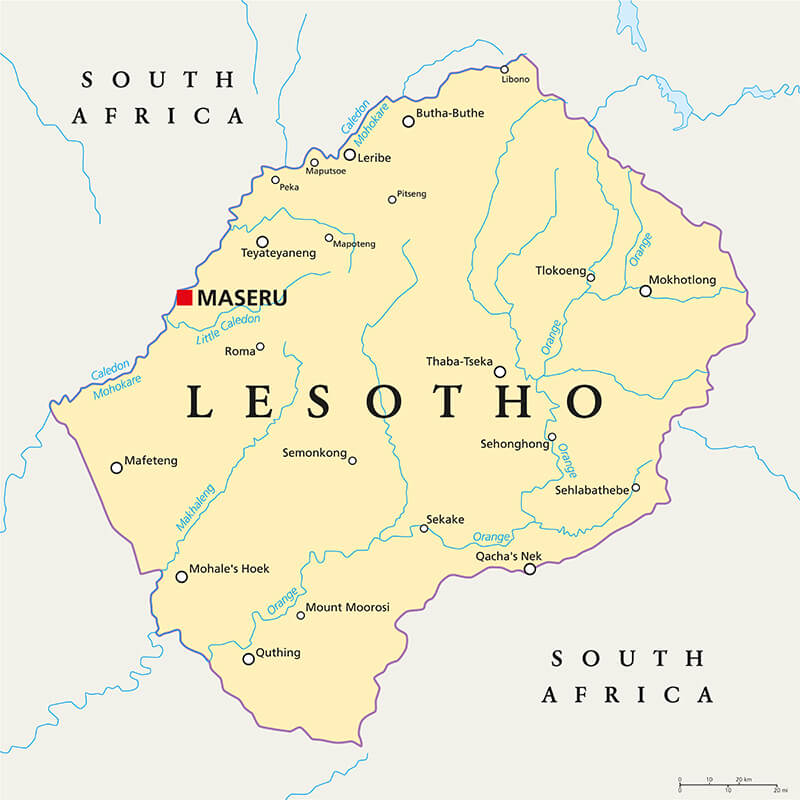 Lesotho facts: Lesotho map
