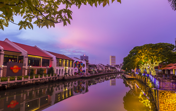 Sunset in Malacca in Malaysia