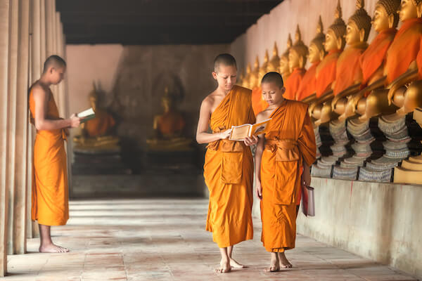 Novices in Ayutthaya - Buddhism is the main religion in Thailand
