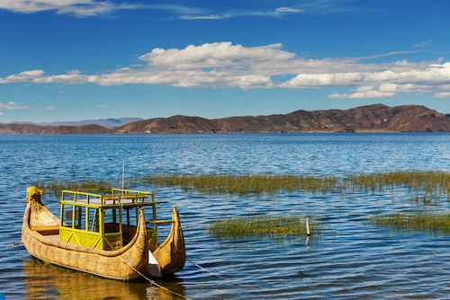Boat on Lake Titicaca, South America's largest lake