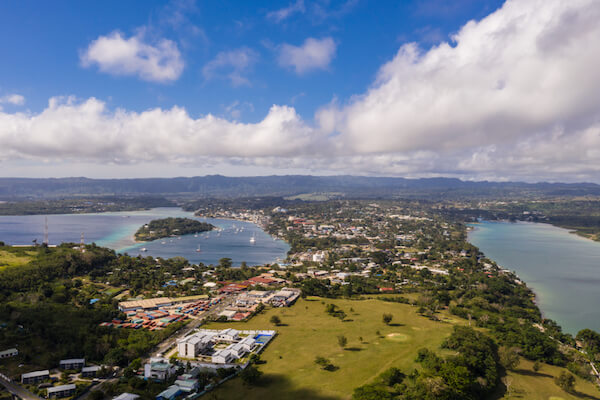 Aerial view of Port Vila, the capital city of Vanuatu