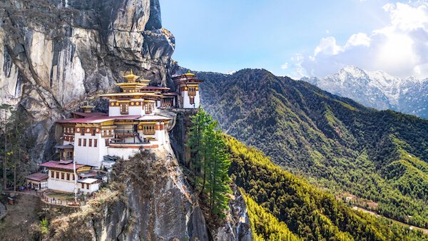 Bhutan's Paro Taktsang, the Tiger's Nest monastery high in the Himalayan mountains.