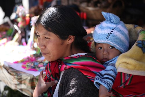 Bolivian woman with child