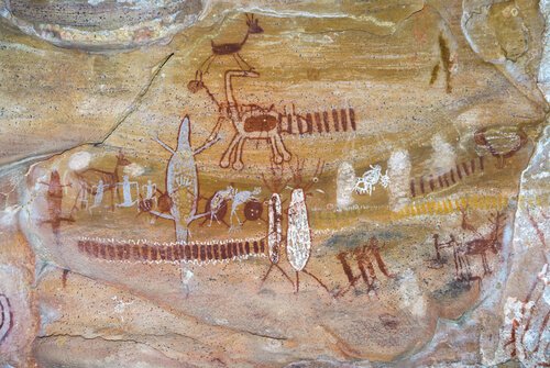 Rock paintings in Capivara National Park in Brazil