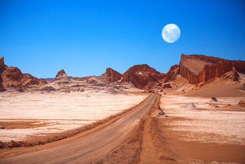 Chile moon over Atacama desert