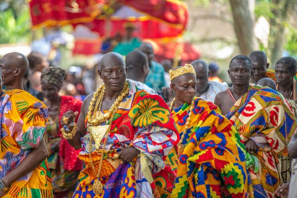 Elders wearing Kente clothing at the Odwira Festival in Ghana