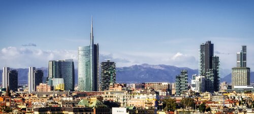 cityscape of Milan with new skyscrapers