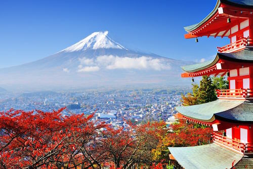 Japan with Mount Fuji in autumn.