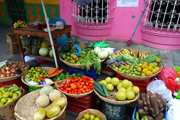Nicaragua colourful food market stall