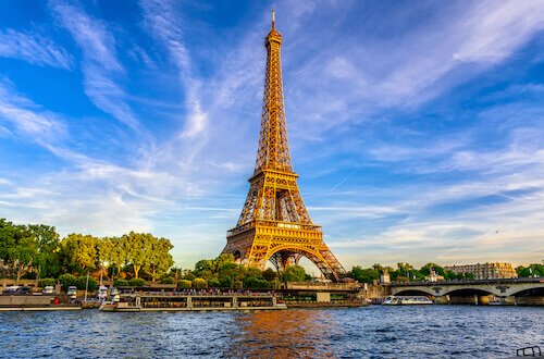 Eiffel Tower in Paris and Seine
