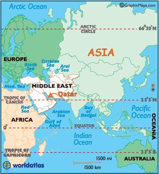 Qatar in Asia map - by Worldatlas