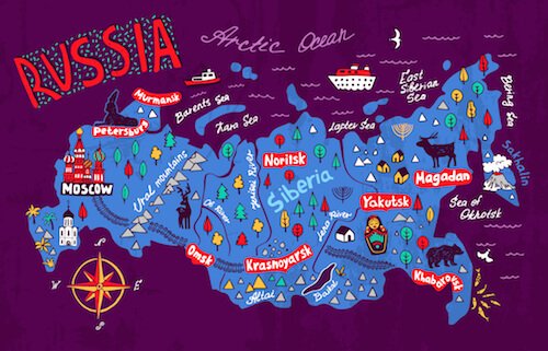Russia map cartoon - shutterstock.com