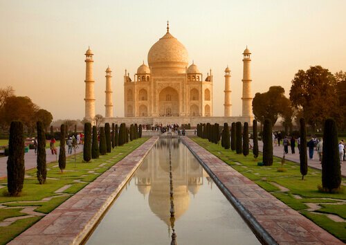 Taj Mahal in India at Sunrise