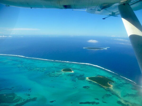 Tongan islands as seen from a seaplane