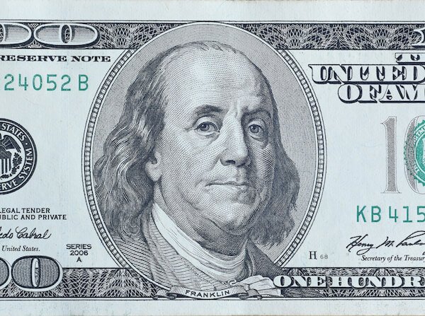US Dollar note Benjamin Franklin