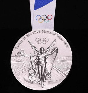 Olympic Silver Medal Tokyo 2020 - image from Olympic.org https://www.olympic.org/tokyo-2020-medals